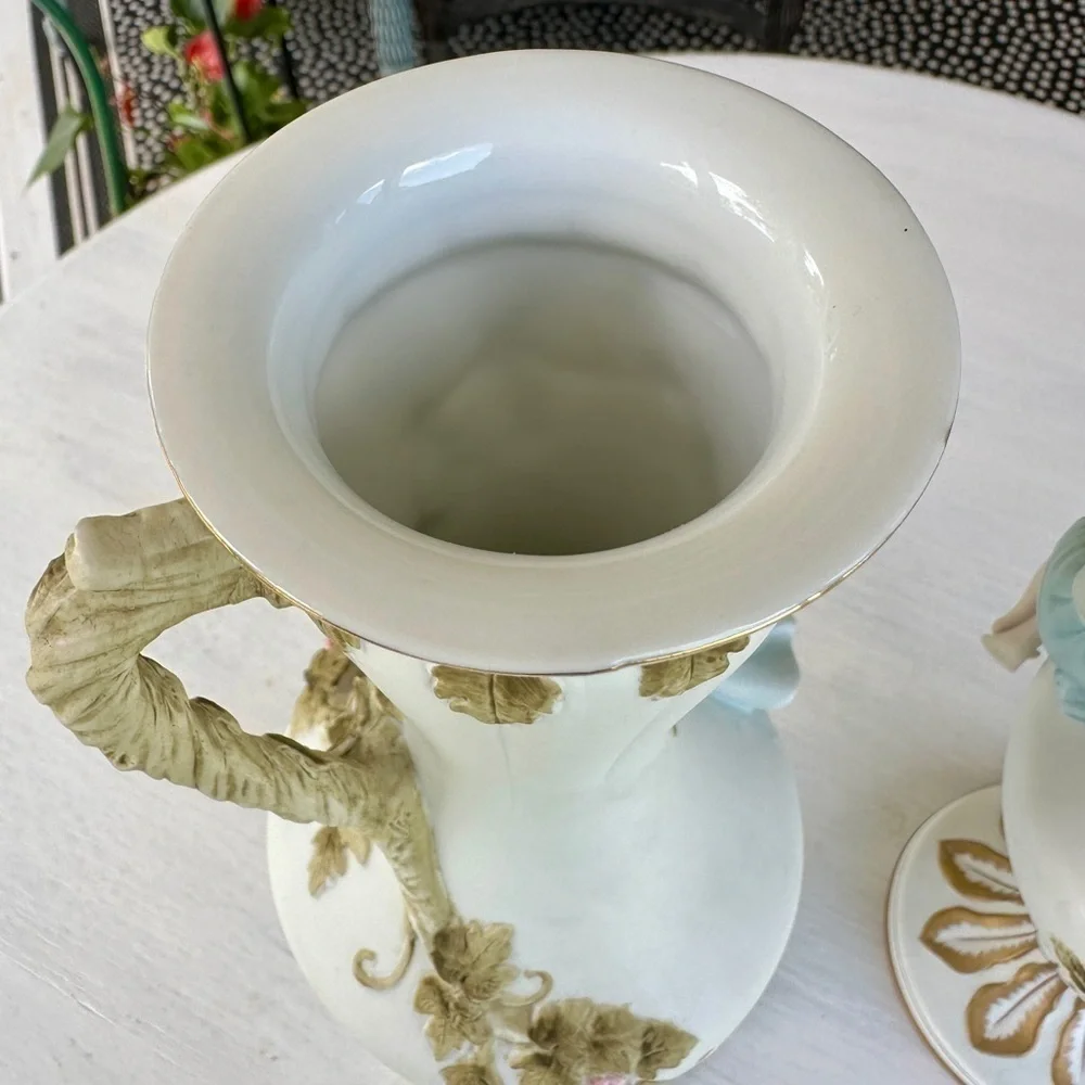 1950’S, MCM, ANDREA BY SADEK, BOY & GIRL PORCELAIN VASES. MADE IN JAPAN.